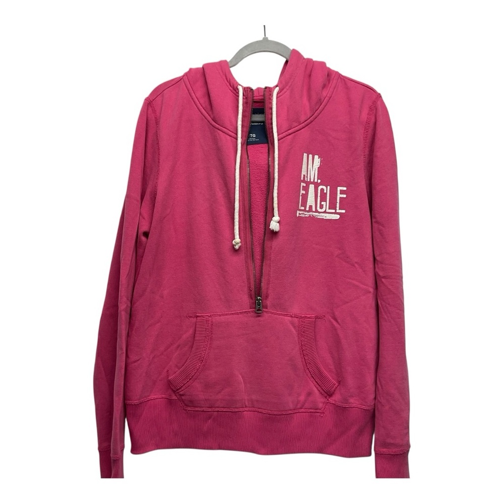 Y2K American Eagle Outfitters Women’s Half Zip Hodded Sweatshirt Sz XL Timeless - Picture 3 of 10
